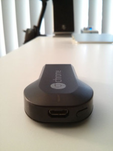 The Chromecast head on.