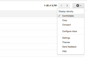 Display Density Settings in GMail