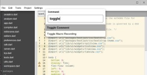 The 'Command Palette' offering command suggestions.
