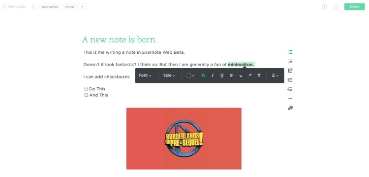 evernote web editor beta