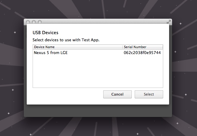 test device usb