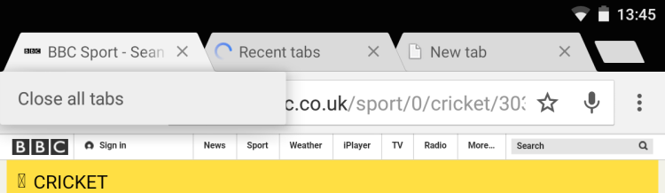 close all tabs in chrome android