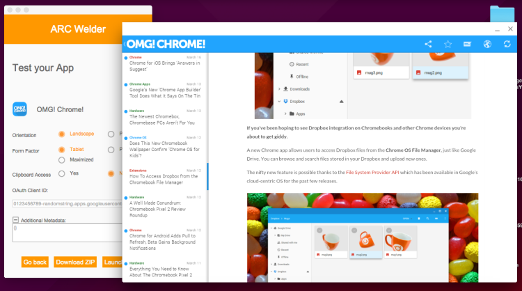 omgchrome android app on desktop