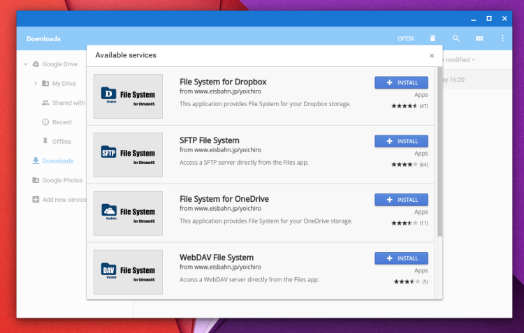 Chrome OS Add Services