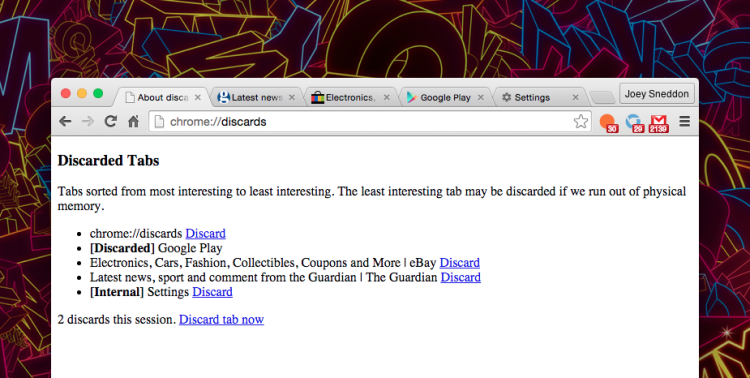 Chrome Discarded Tabs Page 