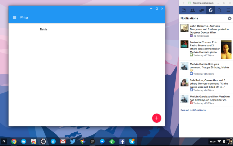 Facebook Touch in Chrome OS Sidebar