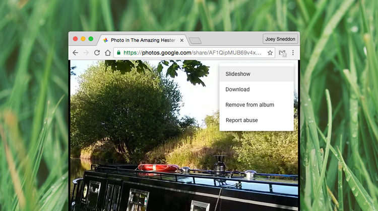 slideshow in google photos menu