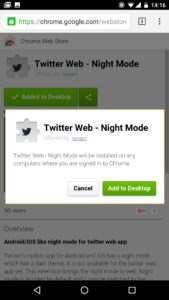 chrome android extensions option