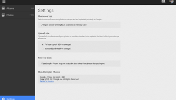 Google+ Photos - Settings