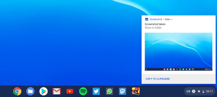a chrome os notification of a screenshot taken 