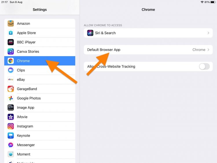 A screenshot of iPadOS 14 settings screen